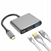 Adapteris 3 viename: HDMI, USB, USB-C, 4K, tinka MacBook ir PC