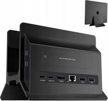 USB-C PULWTOP BD216A juoda dokavimo stotis su M.2 NVMe SSD dėklu