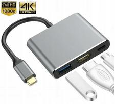 USB-C šakotuvas 3in1: HDMI 4K, USB 3.2, SD, PD 100W, MacBook nešiojamiesiems