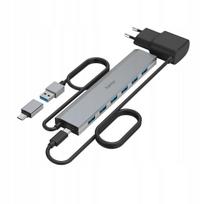 USB šakotuvas, 7x USB-A, USB 3.2 Gen1, 5Gbit/s, su maitinimo adapteriu