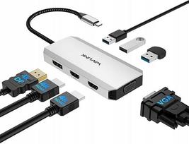 USB-C dokas WAVLINK 7 viename su 2 HDMI ir 4K DisplayPort
