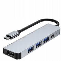 USB-C šakotuvas, 5 jungtys: HDMI 4K, USB 3.0, USB 2.0, kortelių skaitytuvas