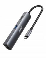 USB-C šakotuvas ANKER PowerExpand+ 5in1, 4K HDMI, Ethernet, 3x USB 3.0