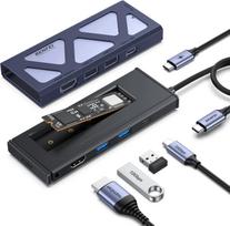 USB-C 6-ių jungčių šakotuvas su M.2 NVMe SSD dėklu, 10Gb/s, 100W PD, 4K HDMI