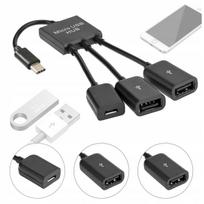 USB-C 3.1 šakotuvas, 2x USB, micro USB, OTG funkcija, tinka Android planšetėms ir pelėms