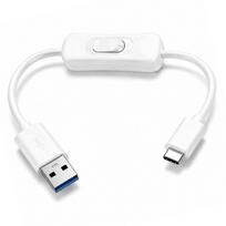USB A į USB C laidas su jungikliu, 60 W, 3 A, 0,3 m