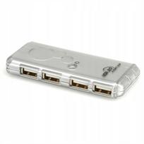 USB šakotuvas 4 jungčių, USB 2.0, sidabrinis, tinkamas nešiojamiems kompiuteriams