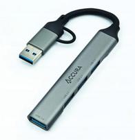 USB šakotuvas Accura, 4 jungtys: 1x USB 3.0, 3x USB 2.0, USB-A/USB-C