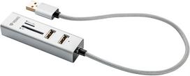 USB šakotuvas YENKEE YHC101SR, 3x USB 2.0, su kortelių skaitytuvu