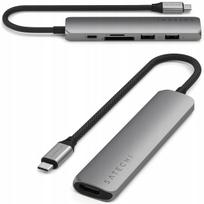 USB-C hubas SATECHI 6-in-1: 2x USB-A, HDMI, MicroSD, SD kortelių skaitytuvas