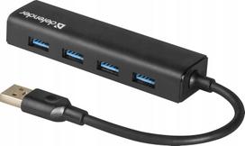 USB šakotuvas Quadro Express, 4 jungtys, juodas, USB 3.0