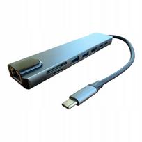 USB-C 8in1 hub adapteris: HDMI 4K, RJ45 LAN, USB 3.0, SD/TF, PD 87W, Type-C