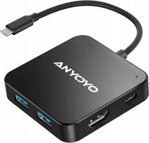 USB-C adapteris ANYOYO HB-PM31, 6-i-1, 4K HDMI, 100W PD