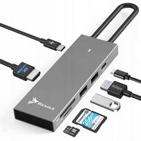 USB-C hubas su HDMI 4K 60Hz, 2K 144Hz, USB-C 3.2, PD 100W, kortelių skaitytuvas, suderinamas su M1/M2