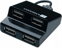 USB šakotuvas Connect IT STEP, 4 lizdai, juodas