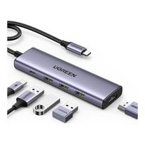 USB-C šakotuvas UGREEN CM511, HDMI 4K 60Hz, 3x USB 3.0, PD 100W