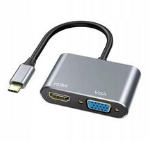 USB-C šakotuvas su HDMI 4K ir VGA dokais