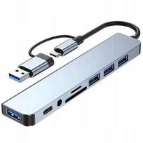 USB-C 8-in-1 adapteris: SD/TF kortelių skaitytuvas, USB 3.0, garso lizdas