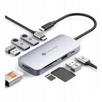 USB-C 9-in-1 NOVOO šakotuvas su HDMI 4K 60Hz, SD/TF kortelių skaitytuvu ir PD