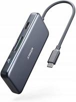 USB-C šakotuvas Anker PowerExpand+ 7-in-1, 4K HDMI, 100W PD, USB-A, SD ir microSD skaitytuvai, 5Gb/s duomenų perdavimas