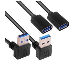 USB 3.0 adapterio laidas, 90° kampu, 30 cm, 2 vnt., 5Gb/s pratęsimas