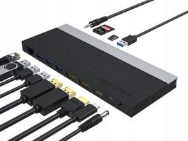 USB-C 13-in-1 stotelė, palaiko tris 4K ekranus, HDMI