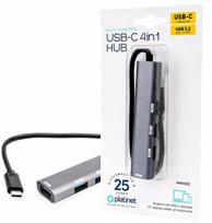 USB-C šakotuvas, 4x USB-A 3.2 Gen1, 5Gbps, 10W, aliuminis