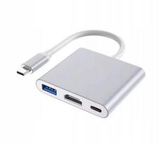 USB-C šakotuvas 3 viename: HDMI 4K, USB 3.0, PD dokas