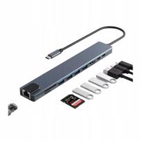 USB-C šakotuvas 10-in-1: HDMI 4K, USB 3.0, LAN, PD 87W