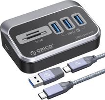 USB šakotuvas 3.2, Type-C, 3 USB lizdai, SD/TF kortelių skaitytuvas, 5Gbps