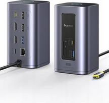 Dokavimo stotelė Baseus Nomos Air 12in1, USB-C, 2 monitoriams, 100W PD