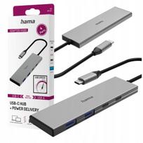 USB-C šakotuvas Hama, 4 jungtys (2x USB-A, 2x USB-C), USB 3.2 Gen2, PD, aliuminis