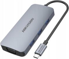 USB-C hubas: HDMI, VGA, 3x USB 3.0, SD kortelių skaitytuvas, PD, 4K