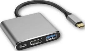 USB-C adapteris: HDMI 4K, USB 3.0, 100W PD