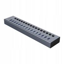 USB šakotuvas Orico BT2U3-16AB, 16x USB-A 3.0, su jungikliais, pilkas