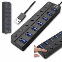 USB šakotuvas HUB 3.0, 7 lizdai su jungikliu