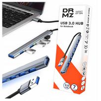 USB šakotuvas DRMZ 7x USB 3.0, greitas duomenų perdavimas, 7 jungtys, kompiuteriui ir nešiojamam kompiuteriui