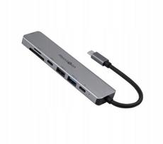 USB šakotuvas Reinston EHUB05, 7 jungtys: HDMI, microSD, SD, 2x USB, 2x USB-C