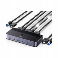 Jungiklis 2in1 HDMI, USB-A, USB-B, USB-C, microUSB, juodas