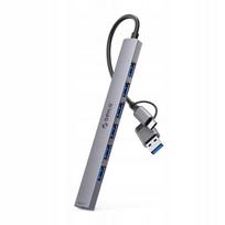 USB HUB adapteris Orico YSA2-U3, USB/USB-C, 1x USB 3.0, 6x USB 2.0, pilkas