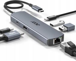 USB-C šakotuvas ACER 6-in-1 su HDMI 4K, Ethernet, PD 100W, suderinamas su MacBook