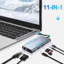 Adapteris BASEUS 11in1, USB-C į 4K HDMI, USB, VGA, SD/TF, LAN