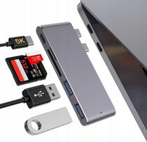 Adapteris MacBook: Thunderbolt 3, USB 3.0, USB C, Micro SD/SD, 100 W