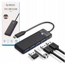 USB šakotuvas ORICO PAPW4A-C3-015-BK-EP, 4 USB-A 3.0 jungtys, 5Gbps, juodas