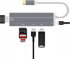 Adapteris Daffodil HUB 05S, 6in1, USB-C, USB 3.0, HDMI 4K