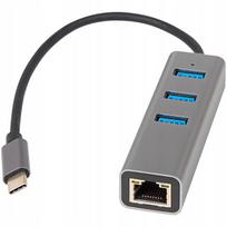 Tinklo adapteris LAN RJ45 su 3x USB 3.0 ir Ethernet 100/1000Mbps jungtimis