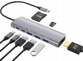 USB-C šakotuvas – HDMI, USB, SD, PD 100W, 4K 30Hz / 1080p 60Hz