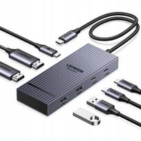 USB-C šakotuvas UGREEN, 2 HDMI, 4K@60Hz, 10Gbps dokas