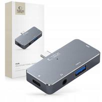 USB hubas Tech-Protect V6 4in1: USB-C, USB-A 3.0, USB-C PD 100W, HDMI, 3,5 mm mini lizdas