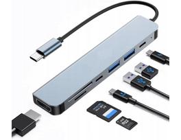 USB-C 7 in 1 daugiafunkcinė stotelė su HDMI 4K, SD/TF kortelių skaitytuvu